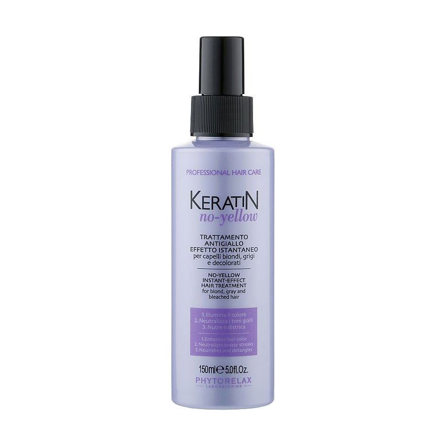 Антижовта маска-спрей Phytorelax Laboratories Keratin No-Yellow Instant Efect Hair Treatment для світлого волосся, 150 мл